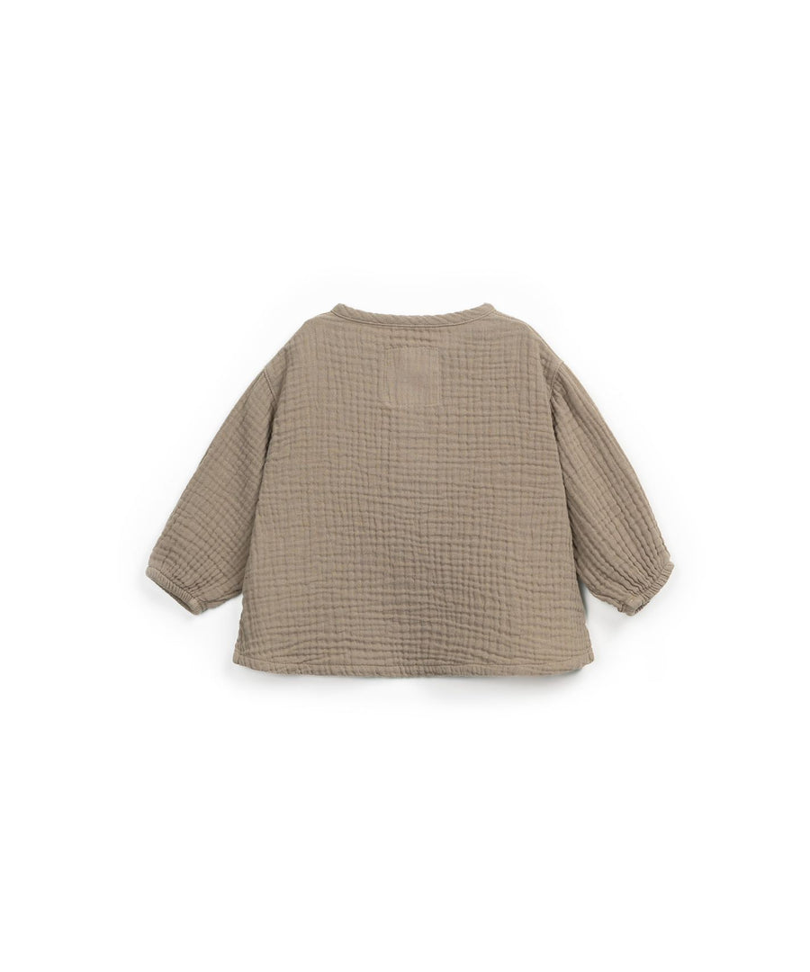 Long-sleeved woven blouse - Brown