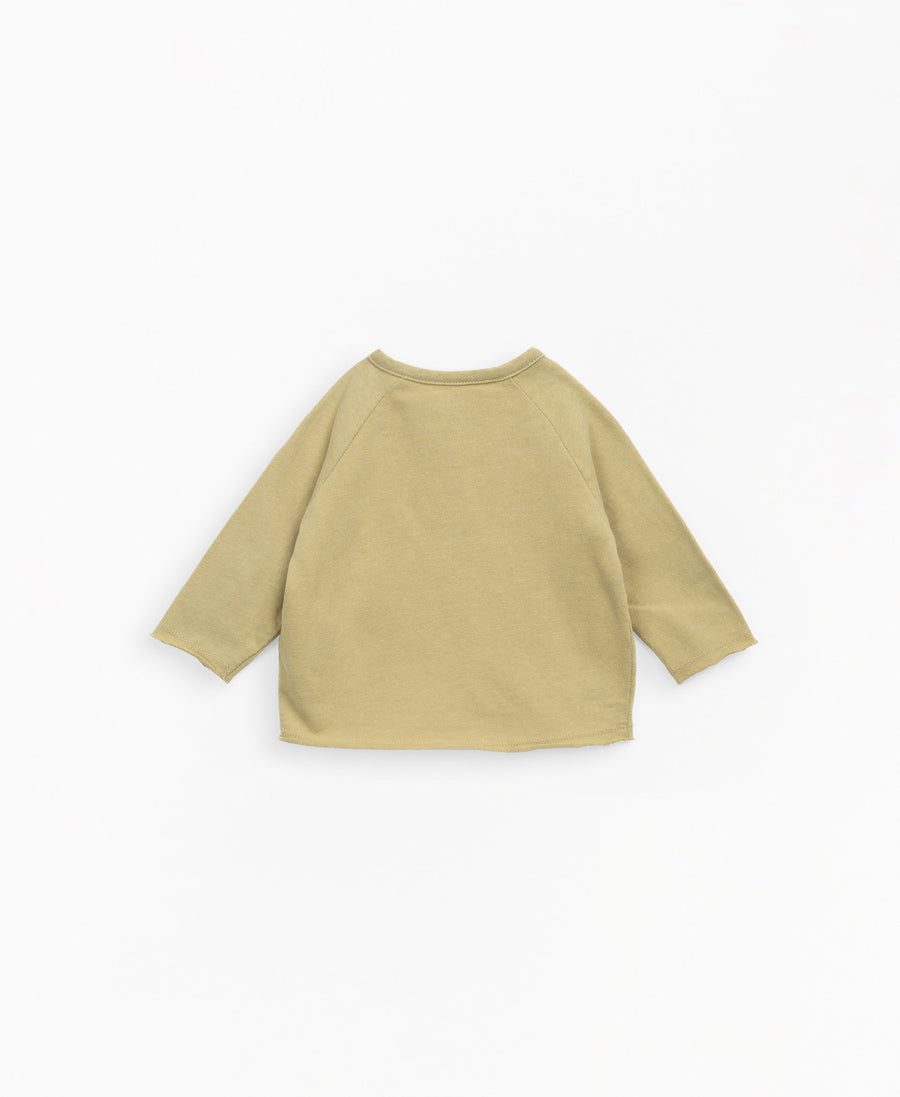 Longsleeve T-shirt with coconut buttons - Beige