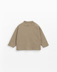 T-shirt in mixture of cotton and linen - Brown