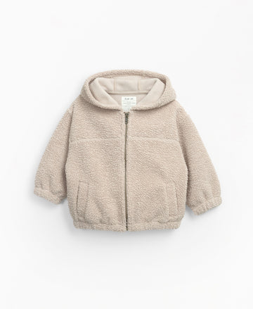 Fur jacket in recycled polyester - beige