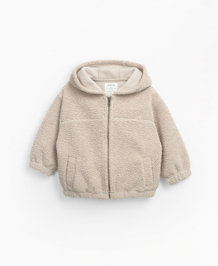 Fur jacket in recycled polyester - beige