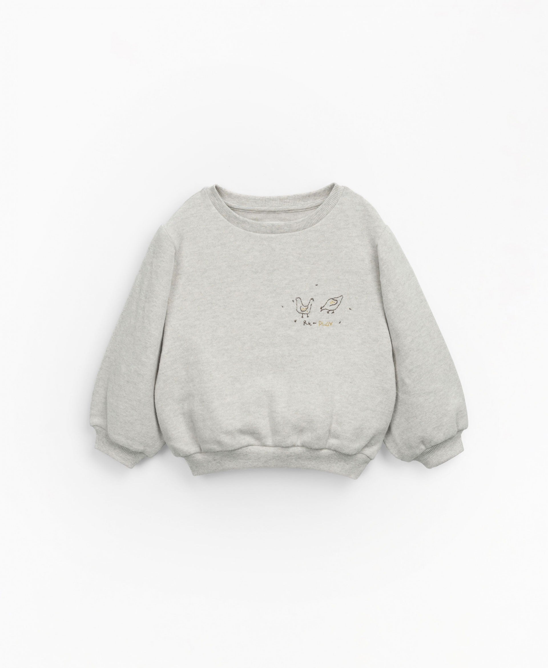 Bubble Sleeves Sweatshirt with embroidery - Grey