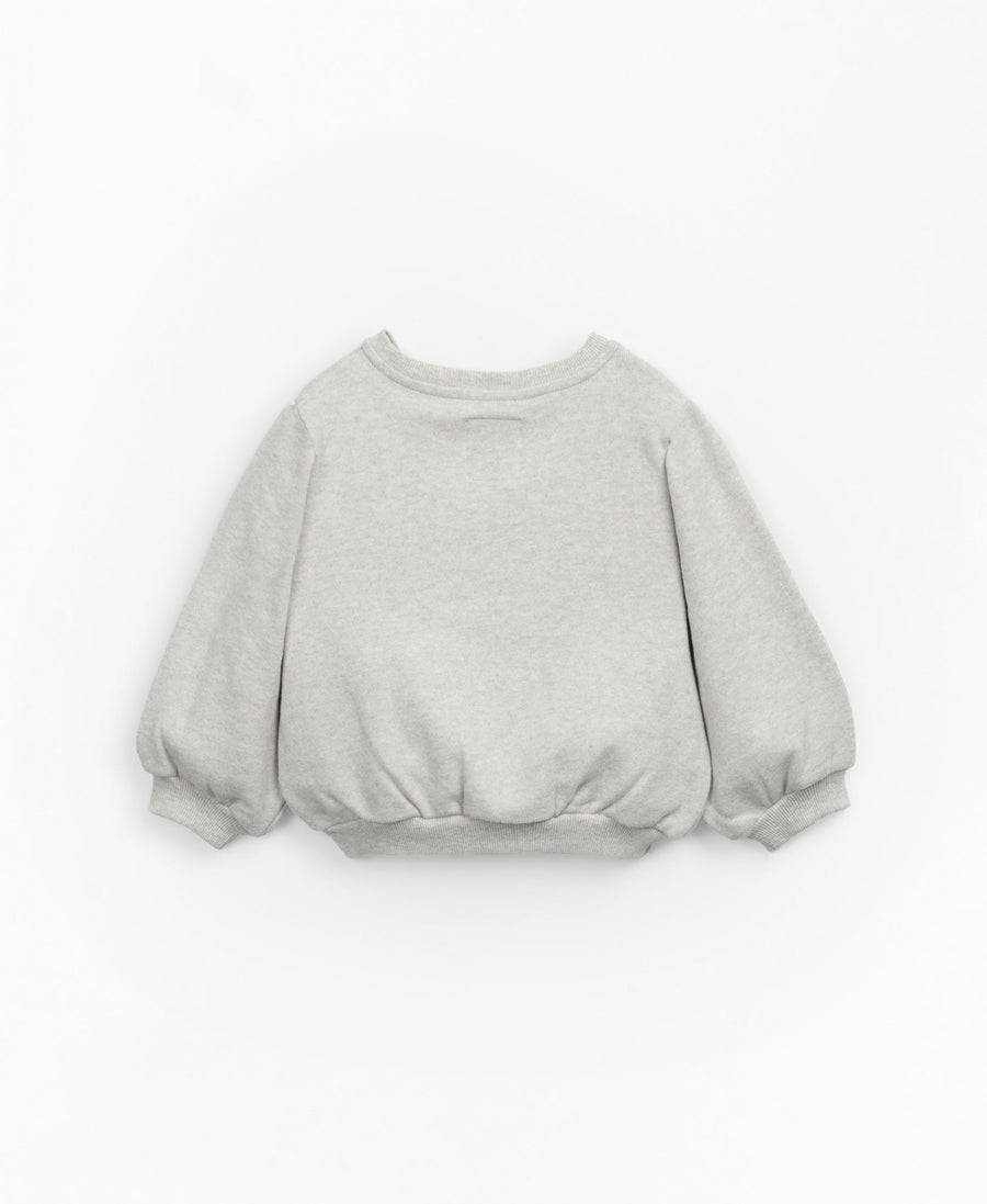 Bubble Sleeves Sweatshirt with embroidery - Grey