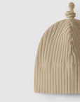Ribbed jersey beanie with knot - Beige