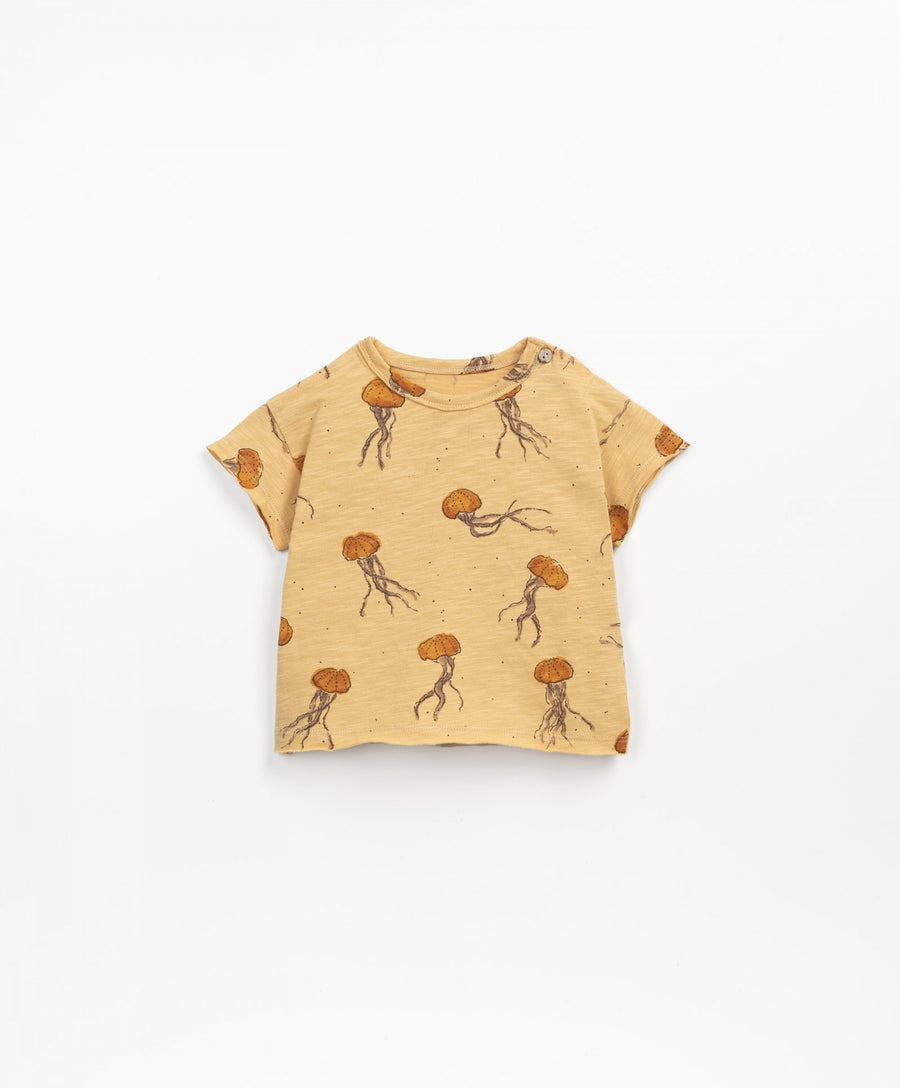 T-shirt with shoulder opening - Mustard Jellyfish