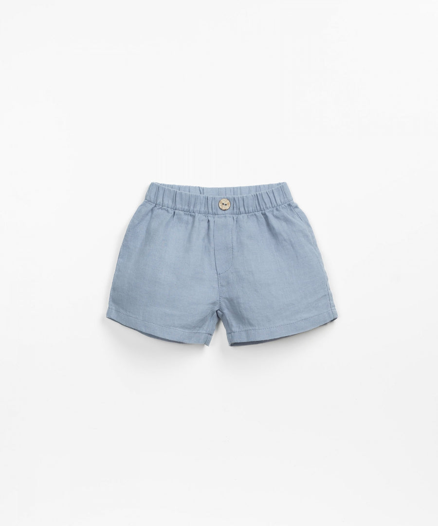 Linen shorts with rear pocket - Blue
