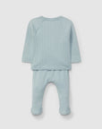Three-piece Ribbed Set - Sky blue