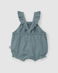 Bubble Romper with Ruffles - Ocean