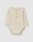 Long-sleeve Ribbed Bodysuit - Linen