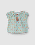 Ruched Top with String - Flower Print