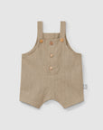 Short-leg Linen Jumpsuit - Coffee