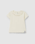 Pointelle T-Shirt with Collar - Ivory