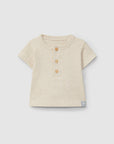 Ribbed T-shirt with Buttons - Linen