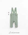 Rib Leggings with Suspenders - Sage