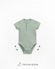 Ribbed Bodysuit Short Sleeves - Sage