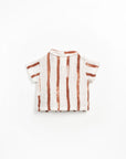 Organic Cotton Woven Shirt- Rust Stripes