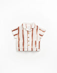 Organic Cotton Woven Shirt- Rust Stripes