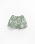 Organic Cotton Woven Shorts - Sage Leafs