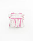 Woven Blouse with Ruffles - Mulberry Stripes