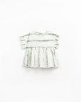 Woven Ruffle Blouse - Sage Stripes
