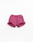 Linen Shorts with Ruffles - Mulberry