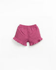 Linen Shorts with Ruffles - Mulberry