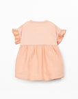 Dress with Mixed Fabrics - Peach