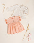 Dress with Mixed Fabrics - Peach