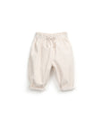 Corduroy pants with decorative drawstring - Ivory
