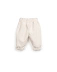 Corduroy pants with decorative drawstring - Ivory
