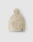 Knitted beanie with pom-pom - Beige