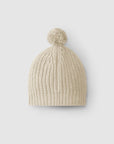 Knitted beanie with pom-pom - Beige