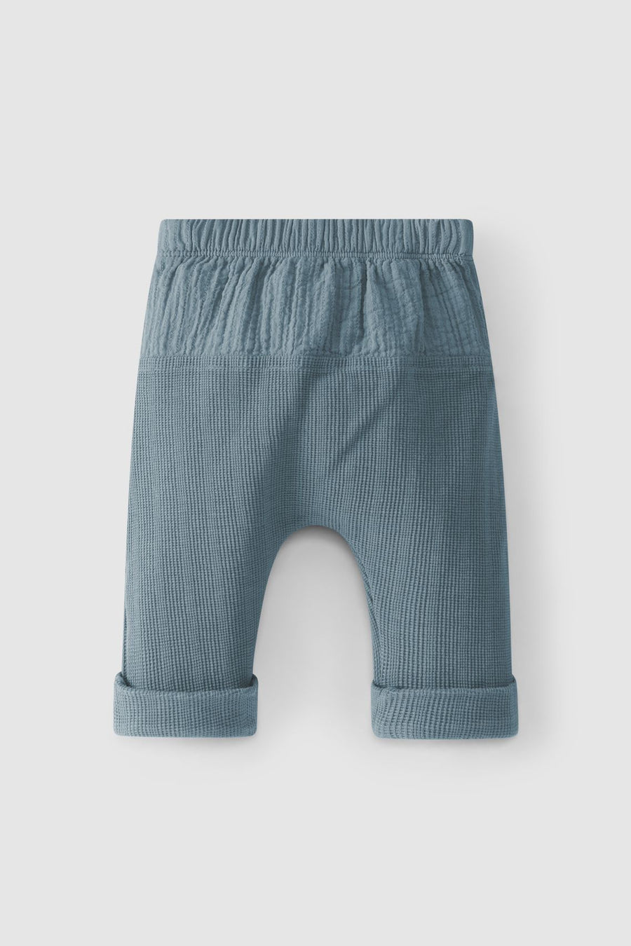 Waffle weave pull-up pants - Blue
