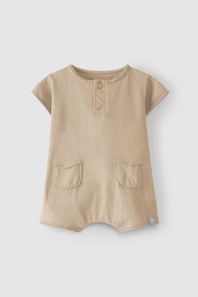 Plain short-leg romper with pockets - Taupe