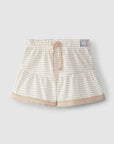 Striped pull-up shorts and crochet ribbon - Powder Pink