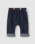 Organic cotton denim pull-up pants