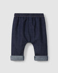 Organic cotton denim pull-up pants