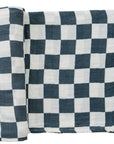 Mebie Baby Muslin Swaddle Blanket - Charcoal Checkered
