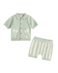 Palm Trees Embroidered Baby Shirt & Shorts Set
