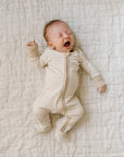 Peyton  Zipper Sleeper -  Clay Stripes