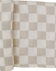 Mebie Baby Muslin Swaddle Blanket - Taupe Checkered