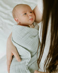 Organic Cotton Muslin Swaddle Blanket - White Sage