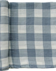 Mebie Baby Muslin Swaddle Blanket - Dusty Blue Gingham