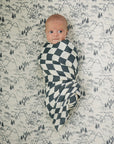Mebie Baby Muslin Swaddle Blanket - Charcoal Checkered