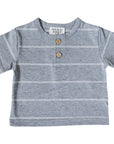 Grey Stripe Button Tee
