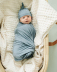 Mebie Baby Stretch Swaddle - Dusty Blue