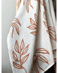 Baby Organic Cotton Muslin Swaddle Leaves - Terracota