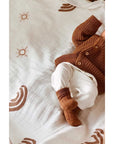 Baby Organic Cotton Muslin Swaddle - Rainbow & Sun