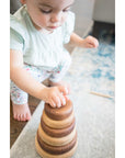 Wooden Stacking Toy in Round Shape From 2 Types of Wood