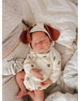 Cream Puppy Organic Muslin Body & Bonnet Set for Newborn Baby